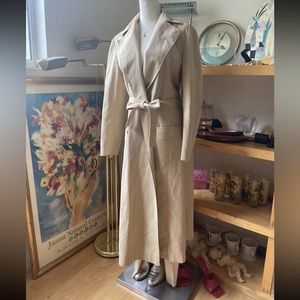 Genuine Suede Cream Trench Coat, vintage 70s, belt, full length Roth LeCover